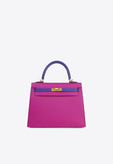 Kelly 25 Sellier in Rose Purple and Bleu Encre Epsom Horseshoe with Brushed Gold Hardware