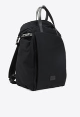 Logo Patch Leather and Mesh Backpack