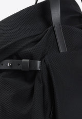 Logo Patch Leather and Mesh Backpack