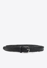 Woven Leather Buckle Belt