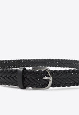 Woven Leather Buckle Belt