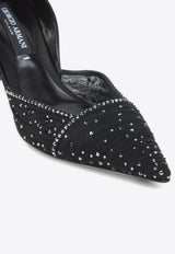 70 Crystal Embellished Satin and Tulle Pumps