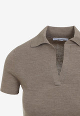 Albero Ribbed Knit Polo T-shirt