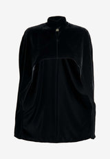 Raquel Diniz Palmas Silk-Velvet Short Cape Black 2003004 NUV0002 00000_999_BLACK