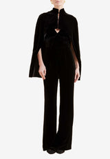 Raquel Diniz Palmas Silk-Velvet Short Cape Black 2003004 NUV0002 00000_999_BLACK