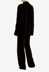 Raquel Diniz Palmas Silk-Velvet Short Cape Black 2003004 NUV0002 00000_999_BLACK