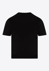 تي شيرت بشريط حرير مضلع بشعار الماركة