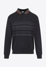 Striped-Motif Polo Sweater