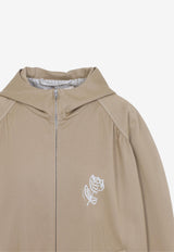 Embroidered Tulip Zip-Up Hoodie