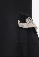 Lace-Insert Silk Dress