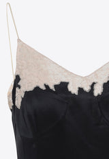 Lace-Insert Silk Dress