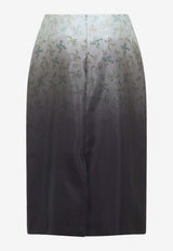 Gradient-Effect Silk Midi Skirt