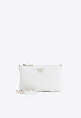 Triangle Logo Leather Pouch Bag