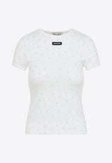 Crewneck T-shirt with Floral-Print