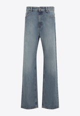 Wide-Leg Overwashed-Effect Jeans
