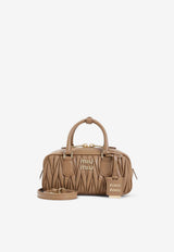 Miu Miu Matelassé Leather Top Handle Bag Caramel
