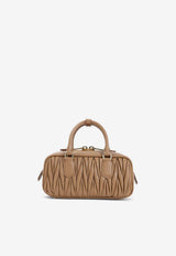 Miu Miu Matelassé Leather Top Handle Bag Caramel