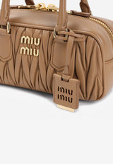 Miu Miu Matelassé Leather Top Handle Bag Caramel