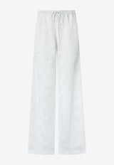 Floral-Embroidered Wide-Leg Pants