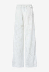 Floral-Embroidered Wide-Leg Pants