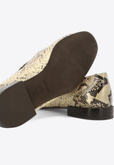 Tory Burch Jessa Python Print Leather Loafers Beige 152729250_57044