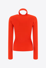 Coperni Ribbed Knit Cut-Out Sleeved Top Red COPML02BIS600CRED_58685