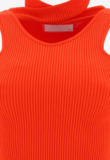 Coperni Ribbed Knit Cut-Out Sleeved Top Red COPML02BIS600CRED_58685