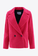 Harris Wharf London Double-Breasted Boucle Wool Coat Pink A2470MWE562_59016