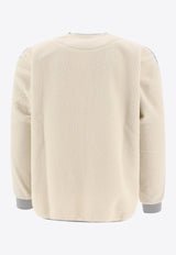 and wander X Maison Kitsuné Logo Fleece Sweater Cream 5743281906030_61216