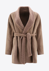 Salvatore Santoro Shearling-Trimmed Suede Coat Sand 45073-DSAND_58748