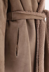 Salvatore Santoro Shearling-Trimmed Suede Coat Sand 45073-DSAND_58748