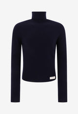 Balmain Logo Patch High-Neck Sweater Blue DH1KH017KE936AE_68573