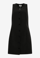 GANNI Twill Mini Buttoned Dress Black F9224099_69315