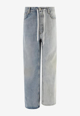 Balenciaga Fifty-Fifty Wide-Leg Jeans Blue 793766TQW752664_69438