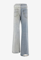 Balenciaga Fifty-Fifty Wide-Leg Jeans Blue 793766TQW752664_69438