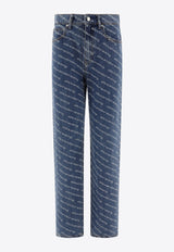 Alexander Wang All-Over Logo Straight-Leg Jeans Blue 4DC3244453460_69512