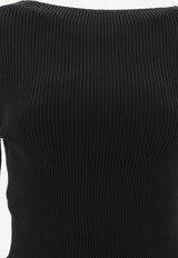 Rick Owens DRKSHDW Ribbed Asymmetrical Sweater Black RP02D3639RIBVI09_69607