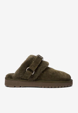 Burberry Chubby Suede and Shearling Slippers Green 8092527_70883