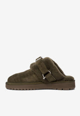 Burberry Chubby Suede and Shearling Slippers Green 8092527_70883