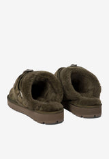 Burberry Chubby Suede and Shearling Slippers Green 8092527_70883