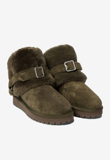 Burberry Chubby Buckled Shearling Ankle Boots Green 8092544_70917