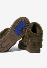 Burberry Chubby Buckled Shearling Ankle Boots Green 8092544_70917