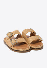 ALIBI Greta Crystal Buckle Raffia Sandals Beige GRETARAFIABEIGE_70217