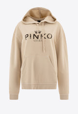PINKO Logo Print Hooded Sweatshirt Beige 104388A27VC16_71256