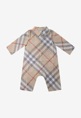 Burberry Kids Baby Girls All-Over Check Onesie Beige 8092758_71404