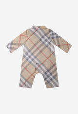 Burberry Kids Baby Girls All-Over Check Onesie Beige 8092758_71404