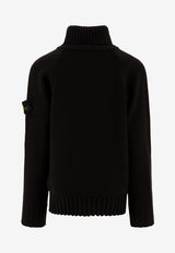 Stone Island Junior Boys Compass Patch Turtleneck Sweater Black 8116504A2V0029_71602