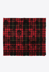 Alexander McQueen Tartan Skull Wool Scarf 4294124200Q6460_72395 Red