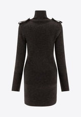 Alexander McQueen Ribbed Knit Mini Dress 807656Q1BBP1015_72513 Gray