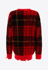 Alexander McQueen Tartan Distressed Sweater 807292Q1BBC6130_72528 Red